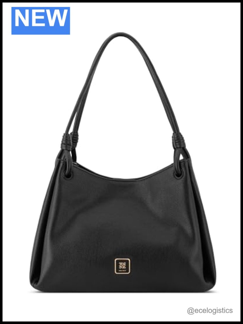 Faux Leather Triple Compartment Hobo Shoulder Bag with Zipper Closure
